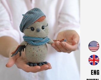 Patrón de gorrión a crochet - Juguete amigurumi - Decoración infantil - Decoración de verano - Diseño LaCigogne