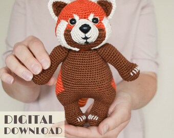 Panda roux patron amigurumi au crochet - FRANCAIS - Red panda animal pattern - Nursery decor - LaCigogne-design
