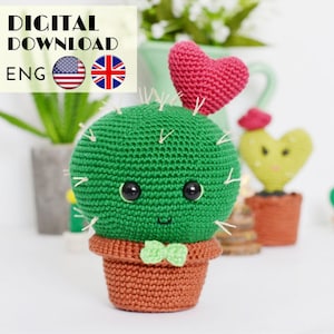 Kaktus Häkelanleitung - Amigurumi Kaktus Kawai Spielzeug Anleitung - DIY Häkelpflanze - LaCigogne design - ENGLISCH Anleitung