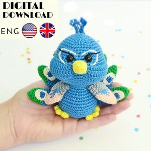 Peacock crochet pattern - Amigurumi peacock toy pattern - Stuffed animal pattern - LaCigogne design - ENGLISH pattern
