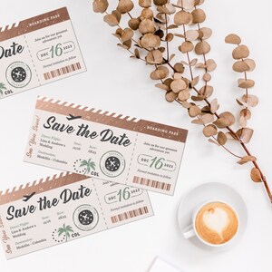 Boarding Pass Save the Date Template: Destination Wedding (Digital Download)