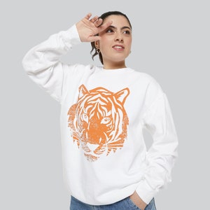 Large Distressed Bengal Tiger Crewneck