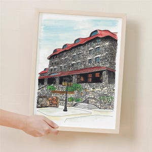 オムニ グローブ パーク イン | ノースカロライナ州アッシュビル | 水彩画 | デジタル ダウンロード 印刷可能 | 8x10 | 11x14