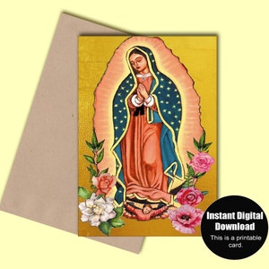 Tarjeta Nuestra Señora de Guadalupe Tarjeta Virgen de Guadalupe Tarjeta Cristiana Tarjeta de Cumpleaños Tarjeta nota Tarjeta Bendita Virgen Note Card