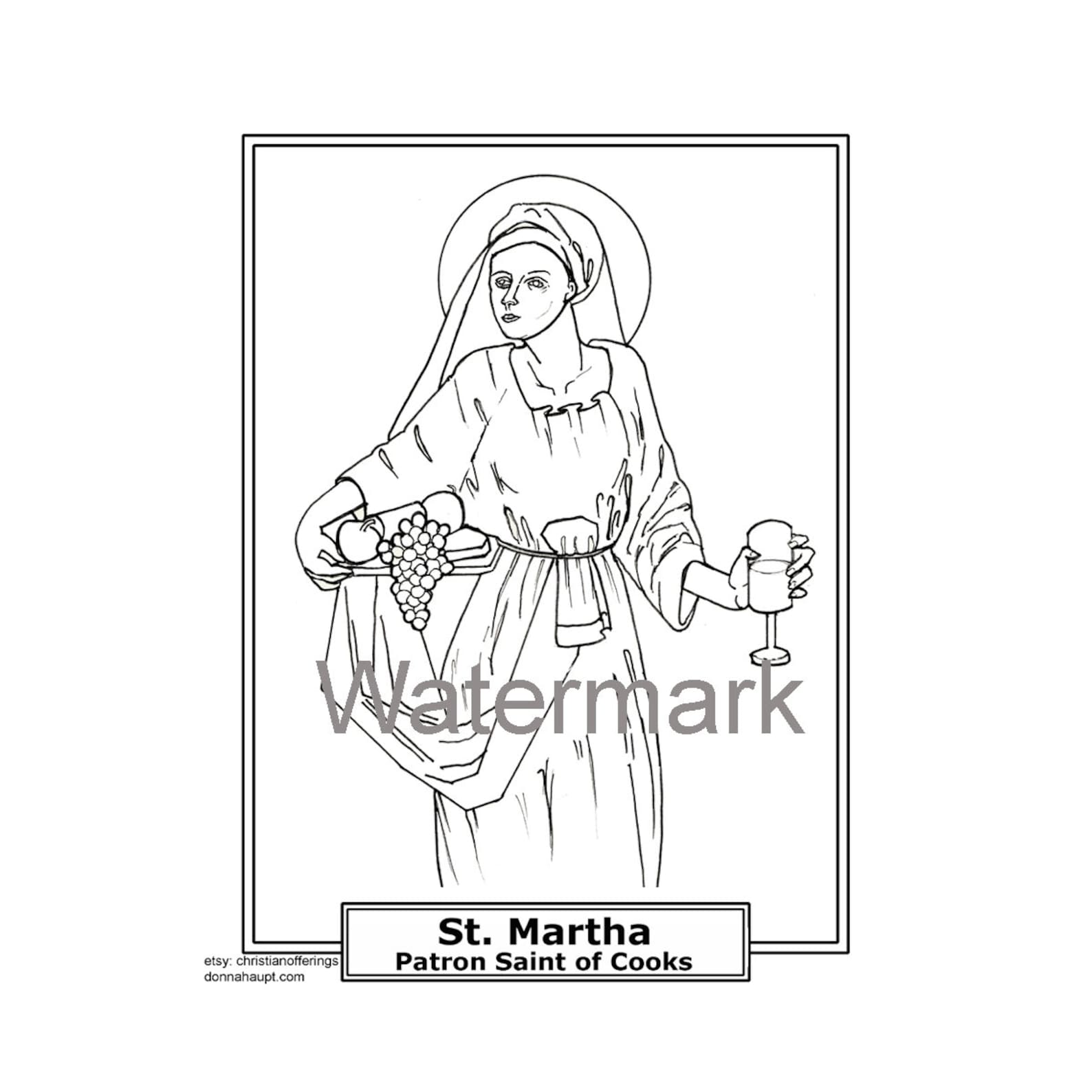 St. Martha Coloring Page St. Martha Patron Saint of Cooks Coloring Page ...