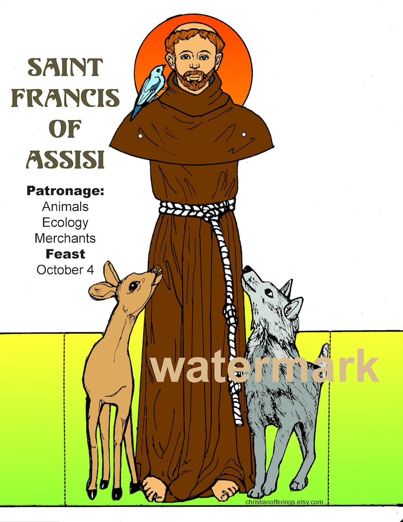 St Francis of Assisi Jointed Paper Doll, Patron Saint of Animals ...