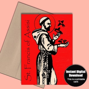 Saint François d’Assise Carte Chrétienne Carte pour Amoureux des Animaux Anniversaire Saint François d’Assise Carte Note Carte