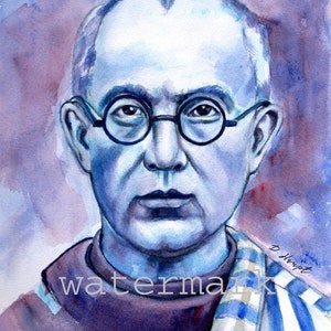 St. Maximilian Kolbe 8 &quot;x 10&quot; en 5 &quot;x 7&quot; AFDRUKBARE katholieke kunst Print Saint Maximilian Kolbe Print Saint Print Digital Download