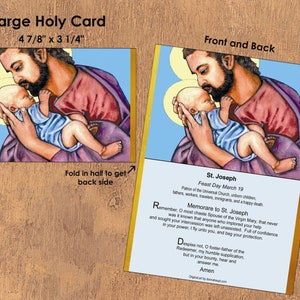 Jesus and Saint Joseph Printable Holy Card Digital Holy Card Instant Download Holy Card Catholic Printable Prayer Card