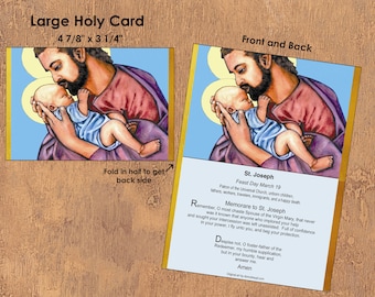 Jesus and Saint Joseph Printable Holy Card Digital Holy Card Instant Download Holy Card Catholic Printable Prayer Card