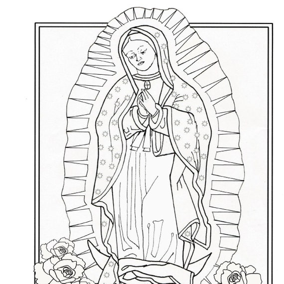 Dibujo de Nuestra Señora de Guadalupe Dibujo para colorear - Etsy España