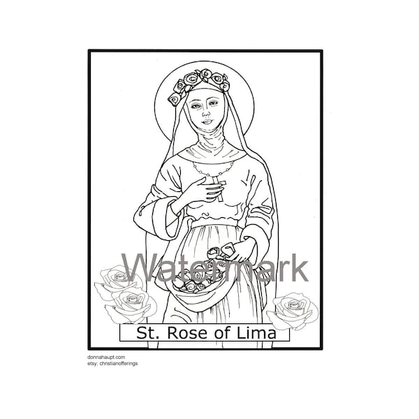 St. Rose of Lima Coloring Page Santa Rosa de Lima  Coloring Page