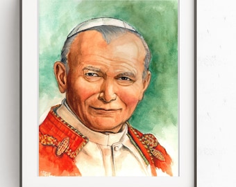 St. John Paul II 8x10 en 5x7 AFDRUKBARE Katholieke Kunst Print Saint John Paul Print Saint Print Digitale Download