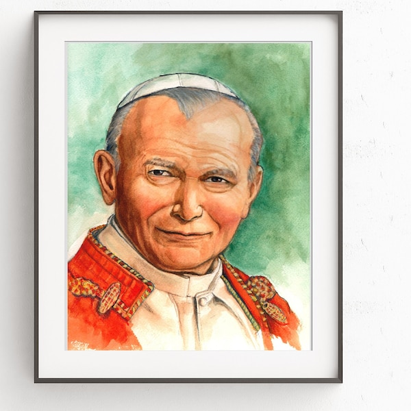 St. John Paul II 8x10 and 5x7 PRINTABLE Catholic Art Print Saint John Paul Print Saint Print Digital Download