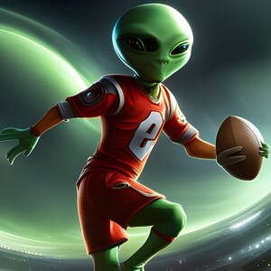 E.J. Gold &quot;Alien Sports League Football - Lester Shnargle Rookie Card&quot; - Generative Content