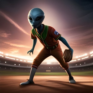 E.J. Gold &quot;Alien Sports League Baseball - Bob Lizardo Rookie Card&quot; - Generative Content