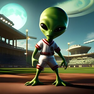 E.J. Gold &quot;Alien Sports League Baseball - Chryss Magillis Rooke Card&quot; - Generative Content