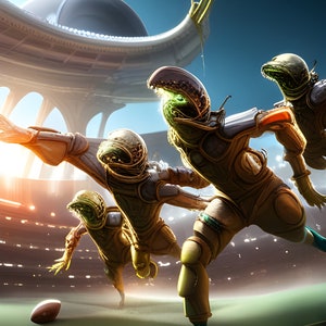 E.J. Gold &quot;Alien Sports League Football - The Gnorra Trojan All-Stars&quot; - Generative Content