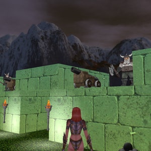 GODD MEDIEVAL CASTLE - walls, floors, ceilings, windows, moat water, dirt, gravel, castle furniture, drippy sounds