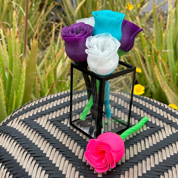 Gorgeous 3D Printed Rose with Stem | Unique One-of-a-Kind Gift | Unique Rose | Vase Printed 3D Rose with Stem