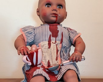 Creepy doll "Beatrice" OOAK handmade bloody horror Halloween décor