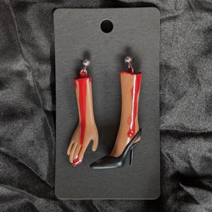 LOBE LIMBS - Severed doll parts earrings, horror, blood, female arm & leg, dark shade