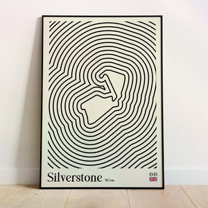 Silverstone F1 Track Digital Poster for Car Enthusiast Gift Wall Decor Bauhaus Inspired Print For Formula One Fan