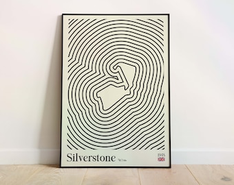 Silverstone F1 Track Poster: Bauhaus Style Formula One Art (Digital Download)