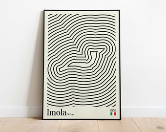 Pôster da pista de Fórmula 1 da Bauhaus Imola: Arte de parede retrô (download digital)