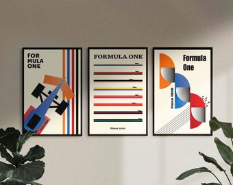 Pósteres Bauhaus de Fórmula 1: Lote de 3, Arte de F1 (Descarga digital)