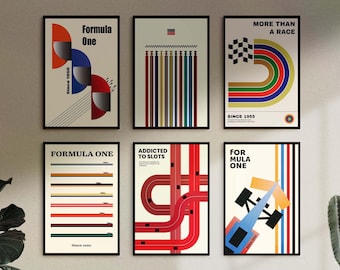 Pósteres de Fórmula 1: Impresiones de coches de F1 Bauhaus (Descarga digital)