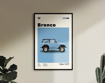 Póster del Ford Bronco de mediados de siglo: Arte mural de coches retro (descarga digital)