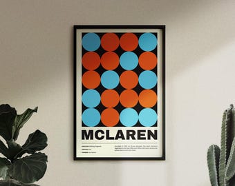 Póster de McLaren Racing inspirado en diseños Bauhaus / Descarga digital / Entusiastas de los coches / Decoración de pared