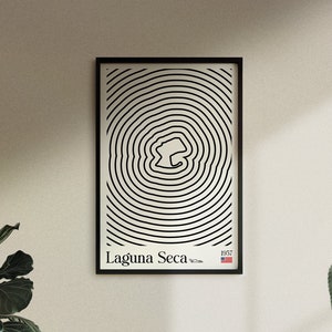 Bauhaus Inspired Laguna Seca Poster for Car Enthusiast, fathers Day, Formula One, retro, trendy