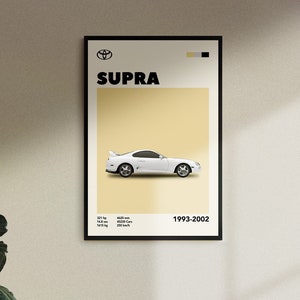 Mid-Century Toyota mk4 Supra Poster, Digital Download print, Car Enthusiast,  wall decor, Wall Print,