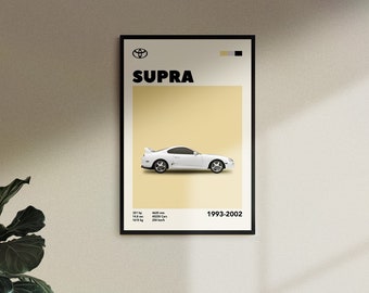 Póster del Toyota Supra MK4 de mediados de siglo: Arte mural para entusiastas de los coches (descarga digital)