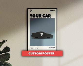 Custom Digital Car Poster gift, car print, birthday, wall print, fathers day, Retro Wall Decor, Digital Download Print