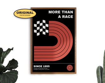 Póster de carreras estilo Bauhaus: Arte de coches de Fórmula 1, modo oscuro (descarga digital)