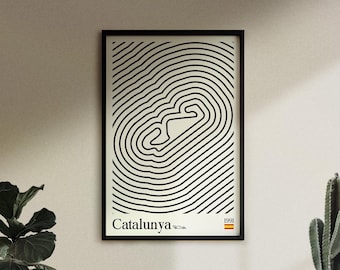 Póster del Gran Premio de Barcelona de F1: Arte de carreras Bauhaus (Descarga digital)