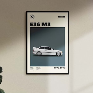 Digitaler Download BMW E36 M3 Poster Geschenk, Auto Druck, Geburtstag, Wand Druck, Vatertag, Retro Wand Dekor