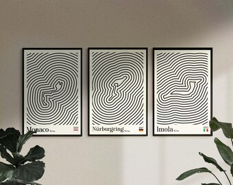 Pósteres Bauhaus de F1: Mónaco, Nürburgring, Imola (Descarga digital)
