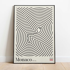 Bauhaus Inspired Monaco Poster, Digital Download, Birthdays, Room Decor, Car Enthusiast, Downloadable Prints, wall decor