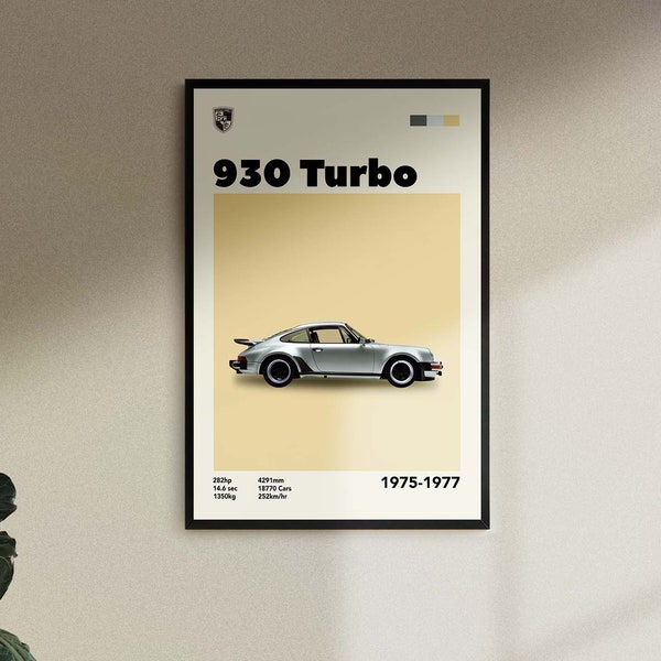 Mid-Century Porsche 930 Turbo Inspired Poster