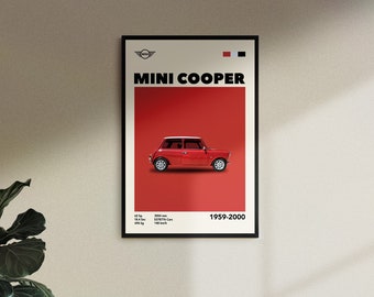 Mini Cooper de mediados de siglo: póster de coche retro (descarga digital)