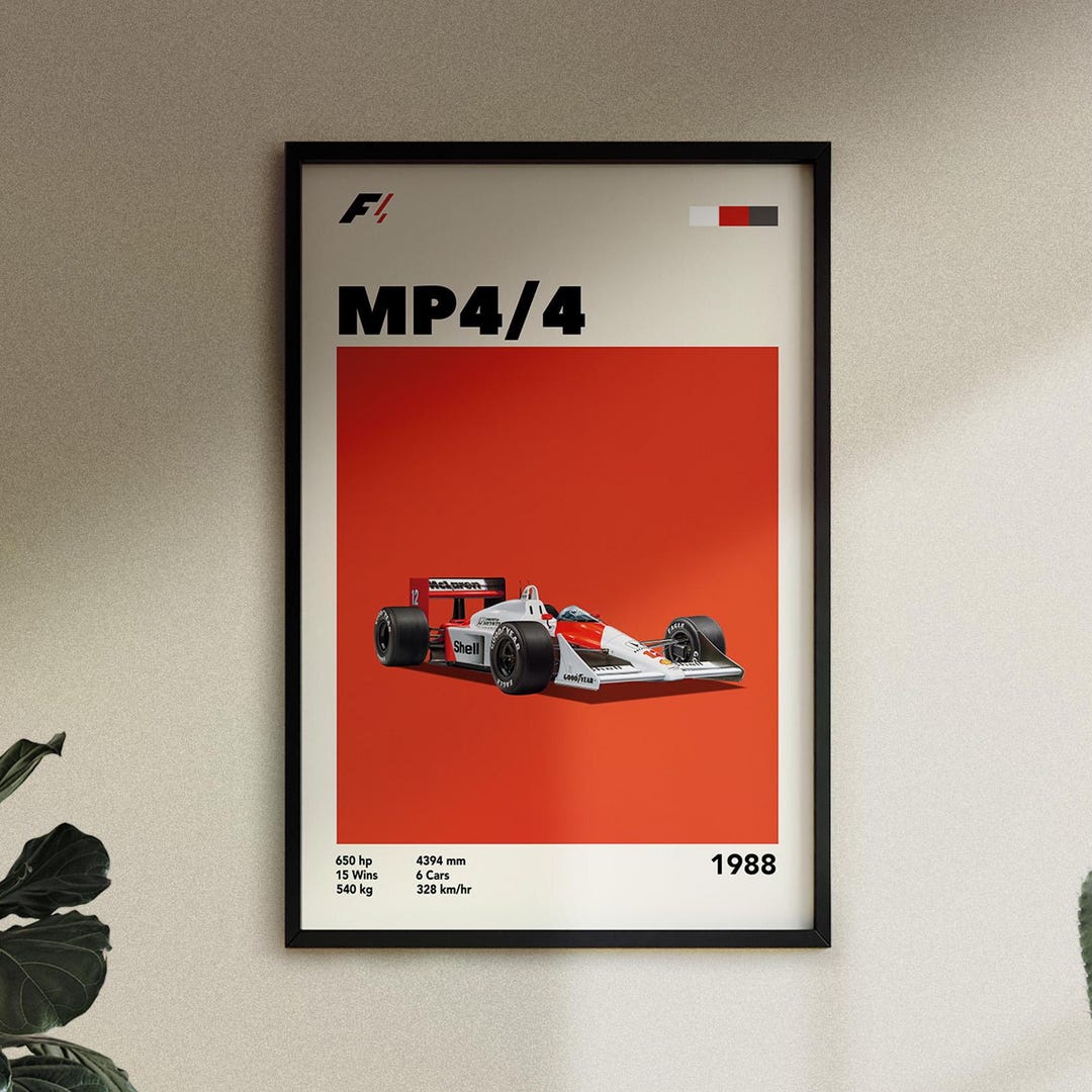 Bauhaus F1 Race Car Poster: Mclaren MP4/4 Art Print (digital