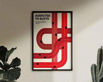 Póster de coches de slot inspirado en el diseño de mediados de siglo / Descarga digital / Entusiastas de los coches / Arte mural