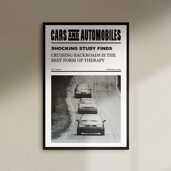 Car Enthusiast News Print, Car Enthusiast car and Driver Wall Art, Trendy Headline Poster, Digital Download, wall decor