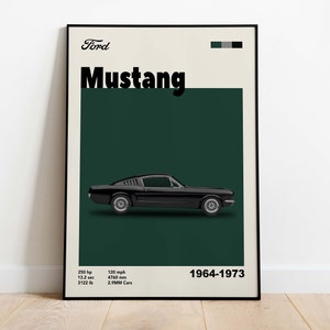 Digital Download Mid-century 1960s Ford Mustang Poster, for Birthdays ...
