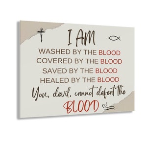 I am Washed by the Blood, Christian Bible Art and Gift Acrylic Prints, Religious Faith Art Wall Decor