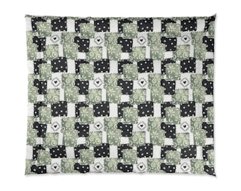 花柄パッチワーク掛け布団、羽毛布団カバー、枕カバーセット